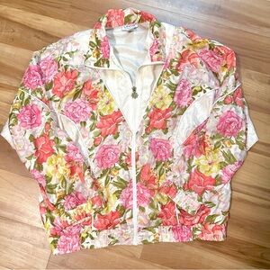 Rad Vintage 80s-90s Floral Windbreaker Jacket - by Lavon